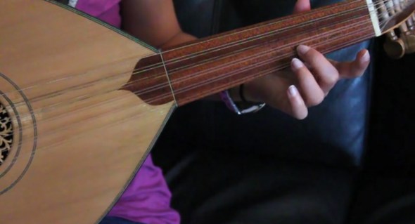 Screen shot from Sara plays the Oud.